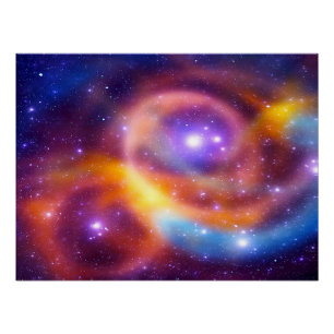 Poster Tableau de galaxies d'étoiles et de gaz