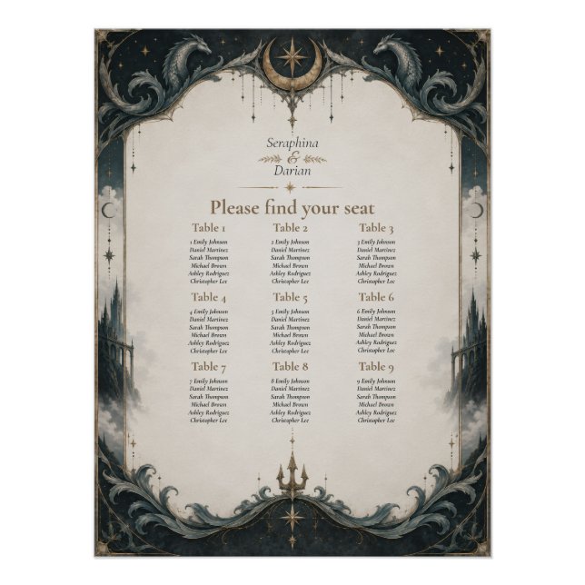 Poster Tableau de placement de mariage gothique du Royaum (Devant)