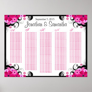 Poster Tableaux de sièges Fuchsia Floral Mariage blanc