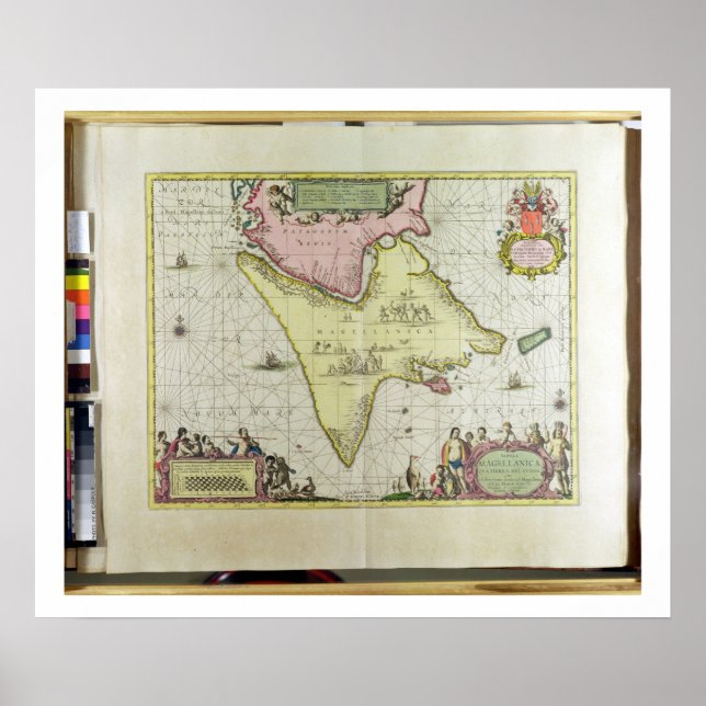 Poster Tabula Magellanica, Quatierrae del Fuego, assiette (Devant)