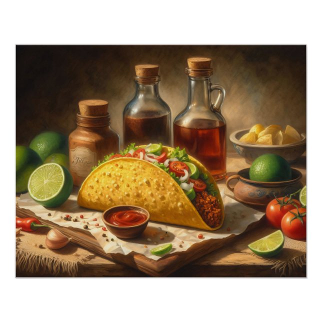 Poster Taco Still Life Vintage inspiré (Devant)