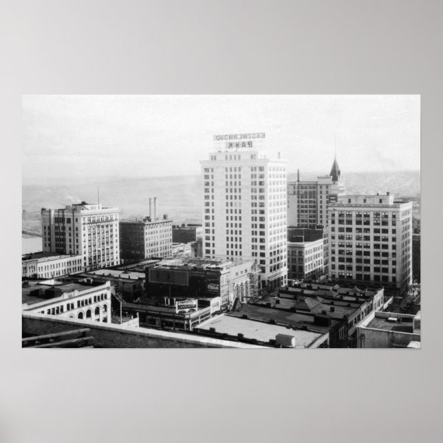 Poster Tacoma, WA Skyline View de Winthrop Hotel (Devant)