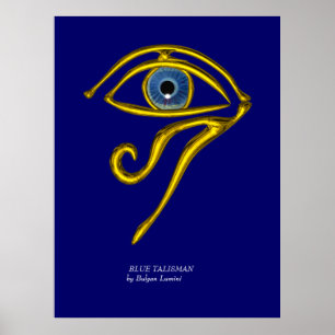 POSTER TALISMAN BLEU / OEIL D'HORUS D'OR