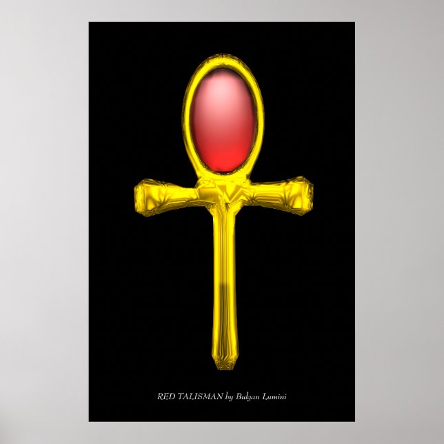Poster TALISMAN ROUGE Ankh d'or Vie Éternelle Égyptienne (Devant)