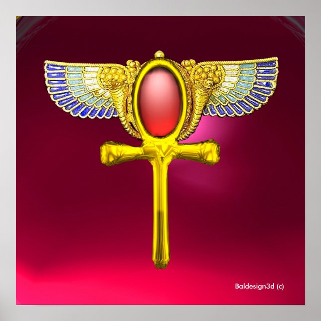 POSTER TALISMAN ROUGE / EGYPTIEN FEU ANKH AVEC CORNUCOPIE (Devant)