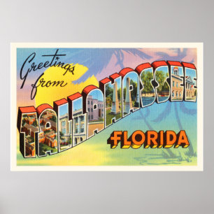 Poster Tallahassee Florida FL Old Vintage Travel Souvenir
