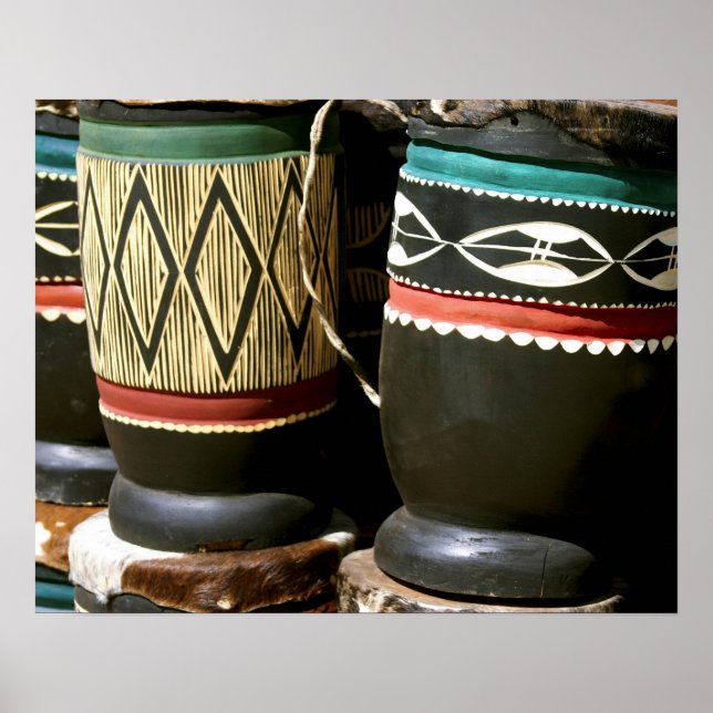 Poster Tambours sculptés à la main, Livingston, Zambie (Devant)