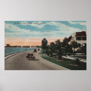 Poster Tampa, Floride - Vue du boulevard Bayshore