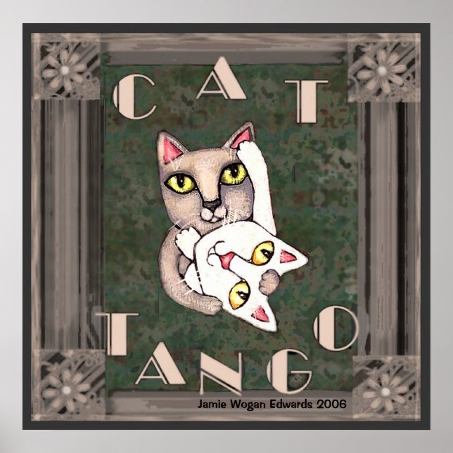 Poster Tango de chat vintage (Devant)