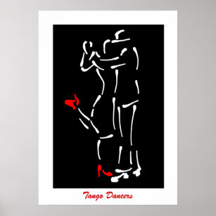 Poster Tango! Design de danseurs (Chaussures rouges)