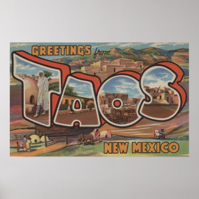 Poster Taos, Nouveau-MexiqueGrandes lettres ScènesTaos, N (Devant)