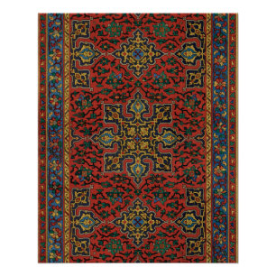 Poster Tapis Perse Tapis Rouge Bleu classique