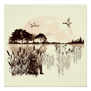 Poster Tapisserie de chasse au canard