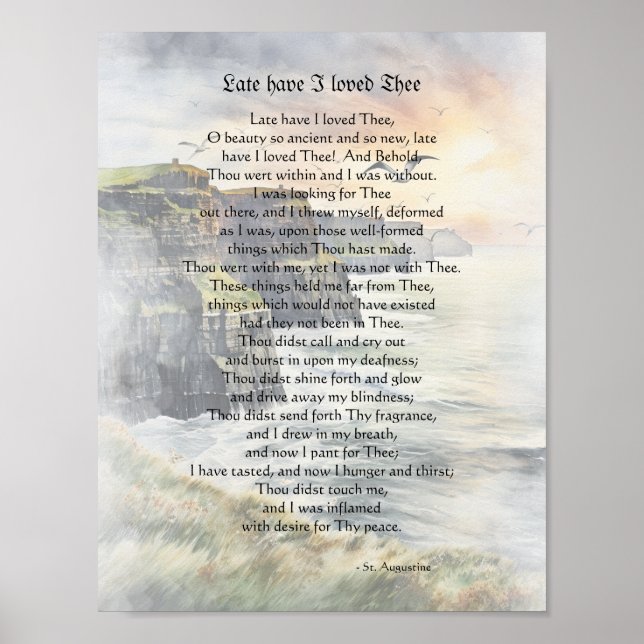 Poster Tard Ai-Je Aimé Toi - Saint Augustine (Devant)