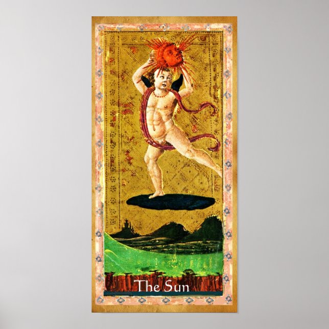 POSTER TAROTS DE RENAISSANCE ANTIQUE 19 / LE SOLEIL (Devant)