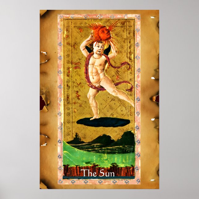 POSTER TAROTS DE RENAISSANCE ANTIQUE 19 / LE SOLEIL (Devant)