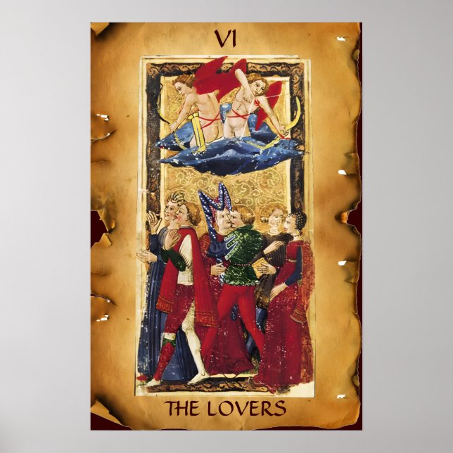 POSTER TAROTS RENAISSANCE ANTIQUES 6 / LES AMANTS (Devant)