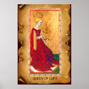 POSTER TAROTS RENAISSANCE ANTIQUES / REINE DE COUPES
