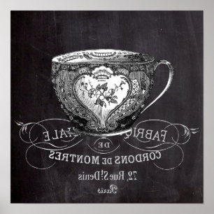 Poster Tasse de thé de la fête d'Alice au pays des mervei