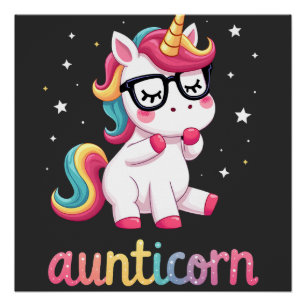 Poster Tatie Licorne Tante qui fait le dab Licorne Tatie 