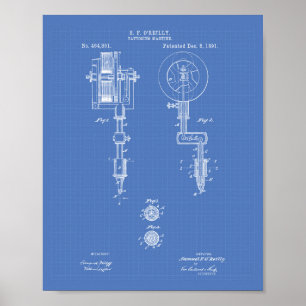 Poster Tattooing Machine 1891 Patent Art Blueprint