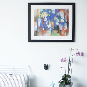 Poster Taureau couché par Franz Marc, Art cubiste vintage