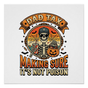 Poster Taxe Papa Drôle Halloween Squelette Bonbons_1