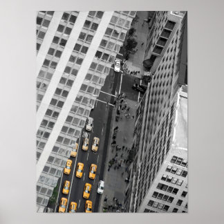 Poster Taxis jaunes dans City Street