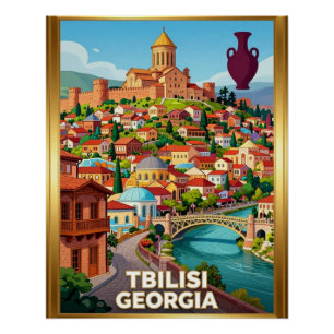 Poster Tbilisi Vieille Ville Voyage Géorgien