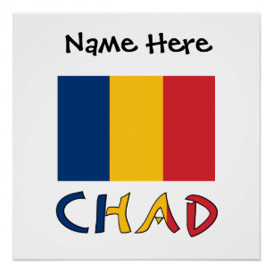 Poster Tchad Drapeau Tchadien Noir Personnalisation