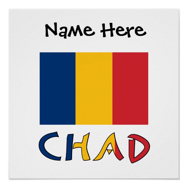 Poster Tchad Drapeau Tchadien Noir Personnalisation (Devant)