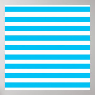 Poster Teal Blue Turquoise and White Stripes Pattern