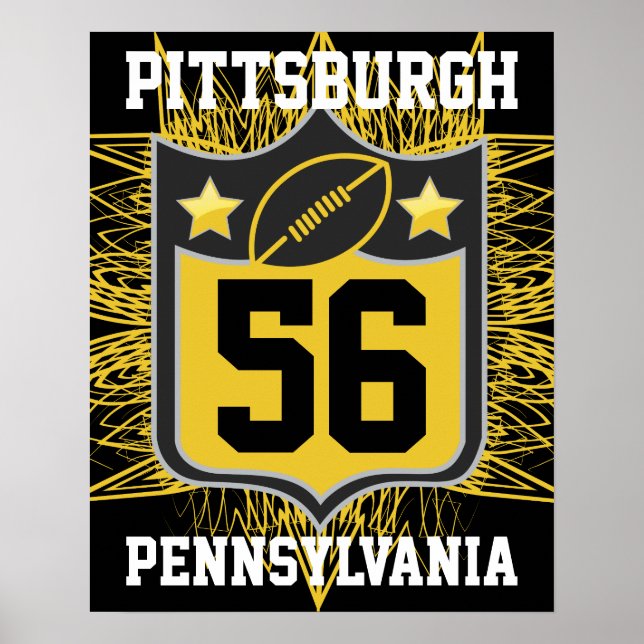 Poster Team USA Sports Black and Gold Pittsburgh Football (Devant)