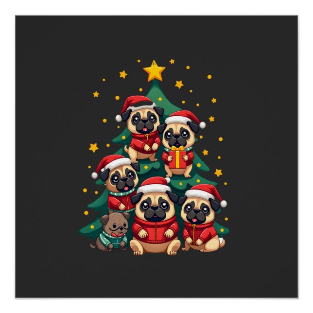 Poster Teckels de Noël Arbre de Noël Mignon Xmas (3) (Devant)