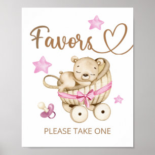 Poster "Teddy Bear Girl Baby shower Favore"