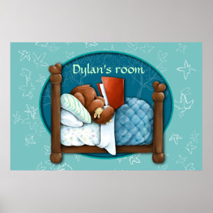 Poster Teddy Bear lit une histoire à son lapin