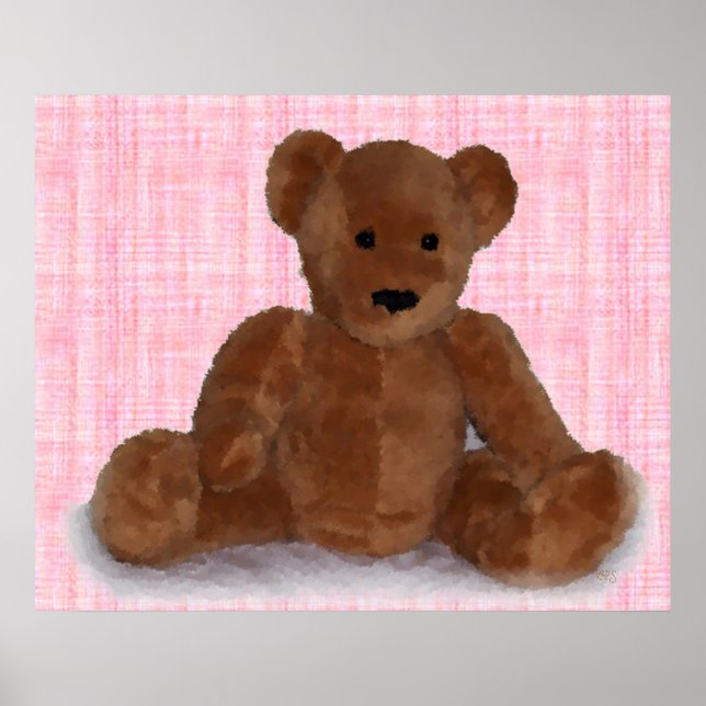 Poster Teddy Bear Plush Photographie Art rose (Devant)