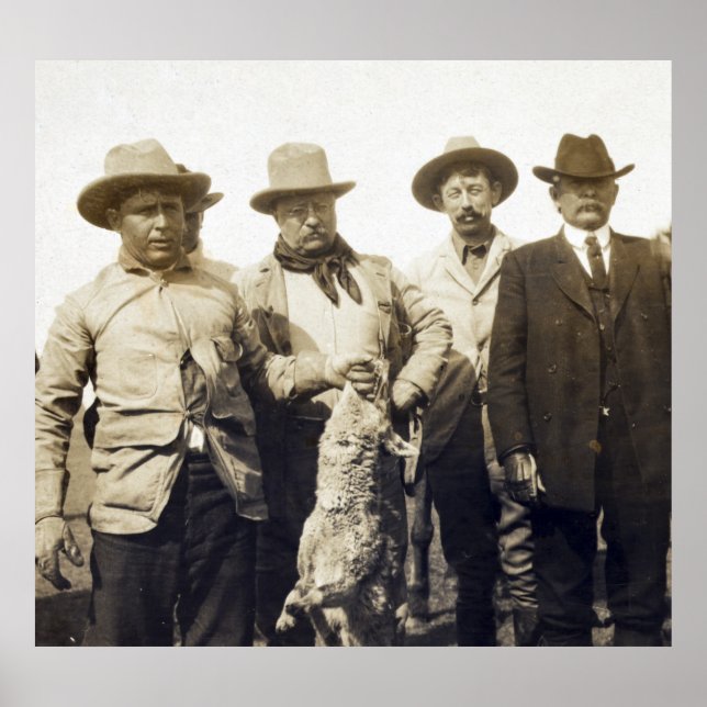 Poster Teddy Roosevelt Wolf Hunting, 1905 (Devant)