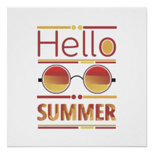 Poster Tee-shirt avec lunettes de soleil Hello Summer Ret