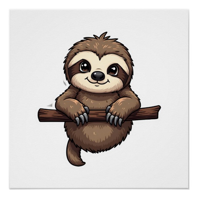 Poster Tee-shirt de paresseux gravé Art animal vintage (2 (Devant)