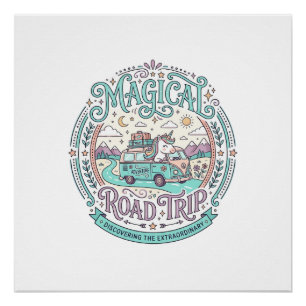 Poster Tee-shirt graphique original de Road Trip Magique 