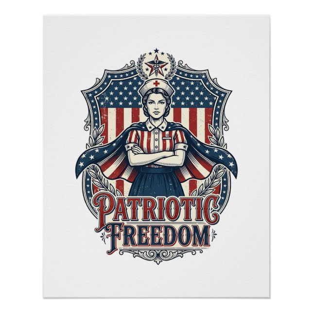 Poster Tee-shirt graphique vectoriel infirmière patriotiq (Devant)