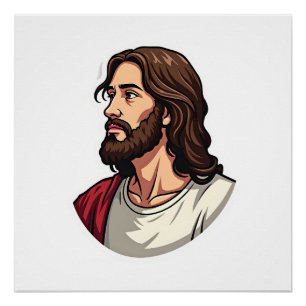 Poster Tee-shirt gravure vintage profil de Jésus 2