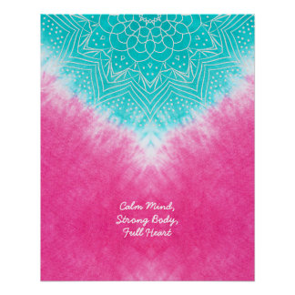Poster Teinture à carreaux rose et bleu avec Mandala Sway