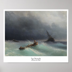 Poster Tempête à la mer Ivan Aivasovsky paysage marin