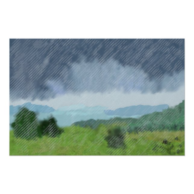 Poster Tempête de pluie au-dessus de la terre, (Devant)