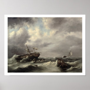 Poster Tempête en mer (huile sur panneau)