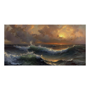 Poster Tempête océanique Moody Paysage Peinture Découpage