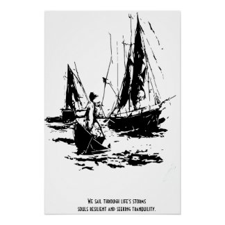 Poster tempêtes de la vie, âmes résilientes et tranquilli