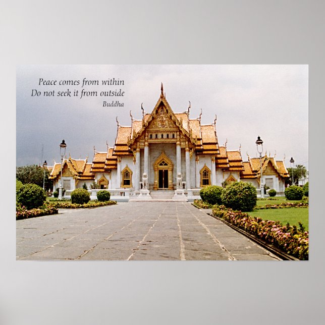 Poster Temple bouddhiste de marbre d'or avec la paix (Devant)